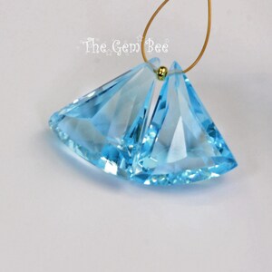 13mmx15mm Sky Blue Topaz Fancy Cut Fächer Briolette Perle PAAR