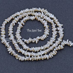 4mm-4.5mm Japanese Akoya Natural Saltwater Keshi Pearl Stick Beads 16 inch strand