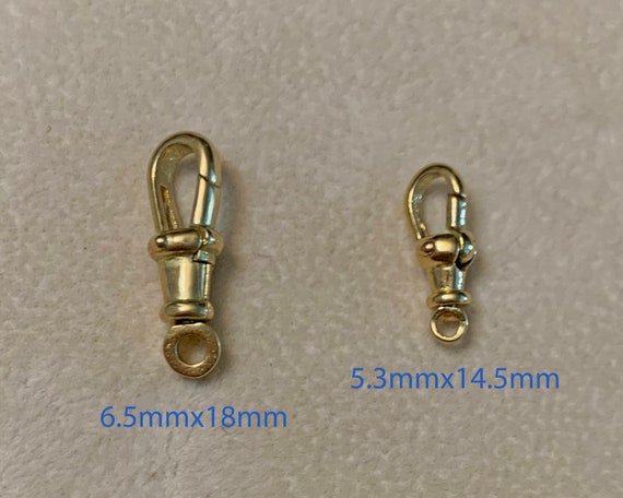 6.5mmx18mm Large 18k Solid Yellow Gold Swivel Push Lock Dog Clip