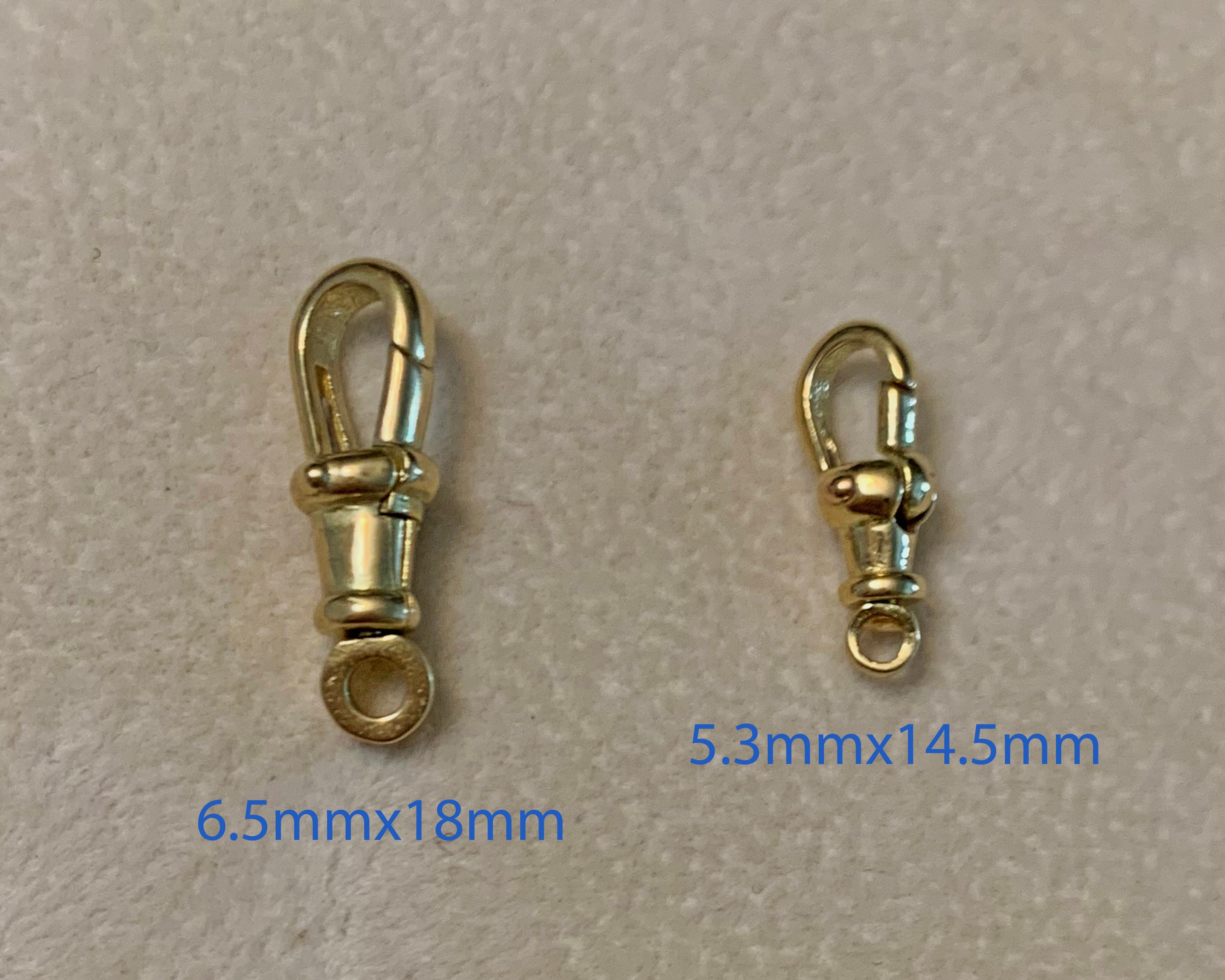 6.5mmx18mm Large 18k Solid Yellow Gold Swivel Push Lock Dog Clip