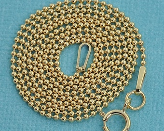 1MM 14k Gold Filled Ball Chain Necklace With Springring Clasp 16" Length
