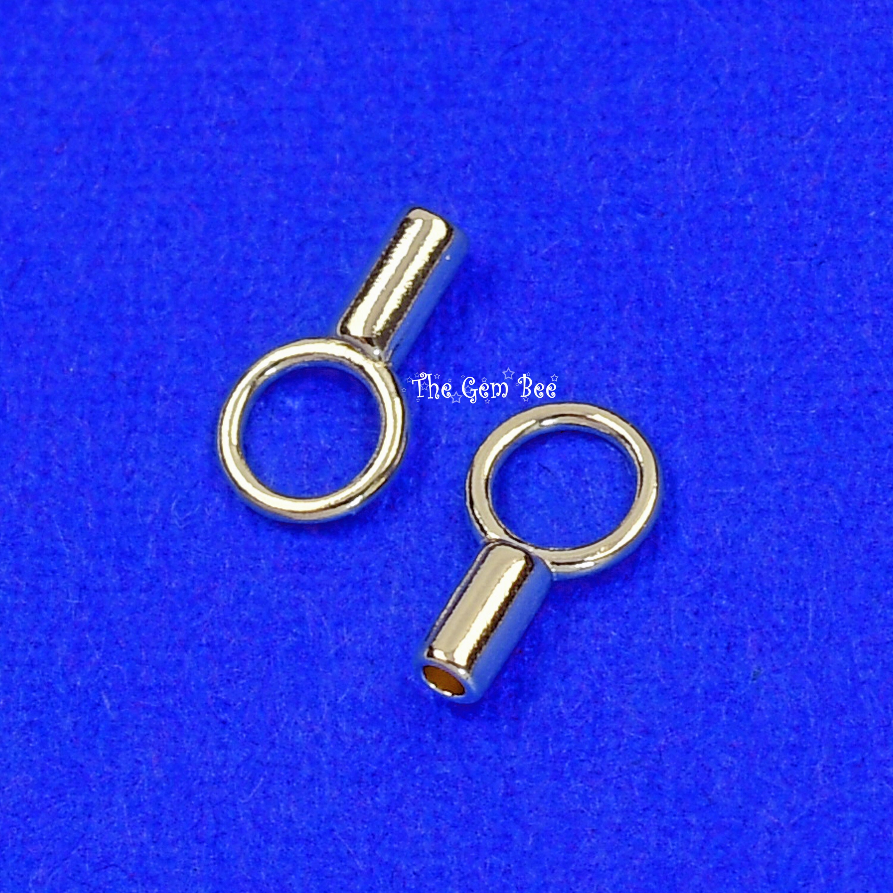 Stringading Ring 14k Solid Yellow Gold Crimp Cap End Stringing Finding With 0.9mm Holes ...