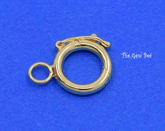 10mm 14k 18k Solid Yellow Gold Round Necklace Snap Lock Locker
