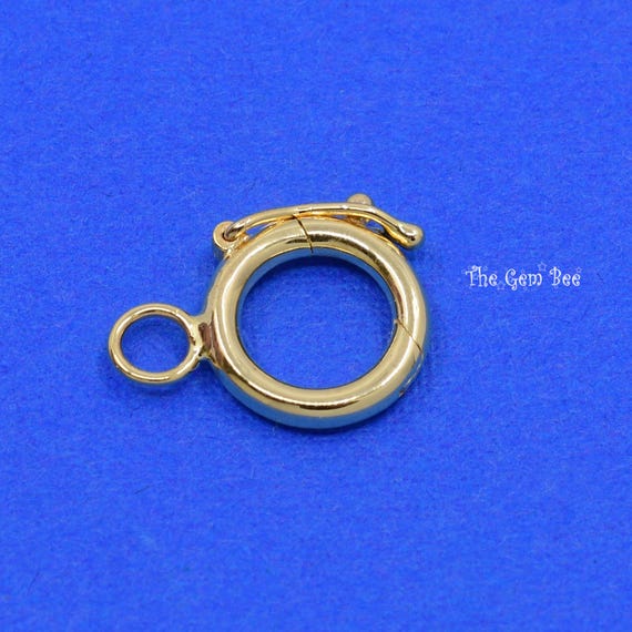 10mm 14k Solid Yellow Gold Round Necklace Snap Lock Locker Charm
