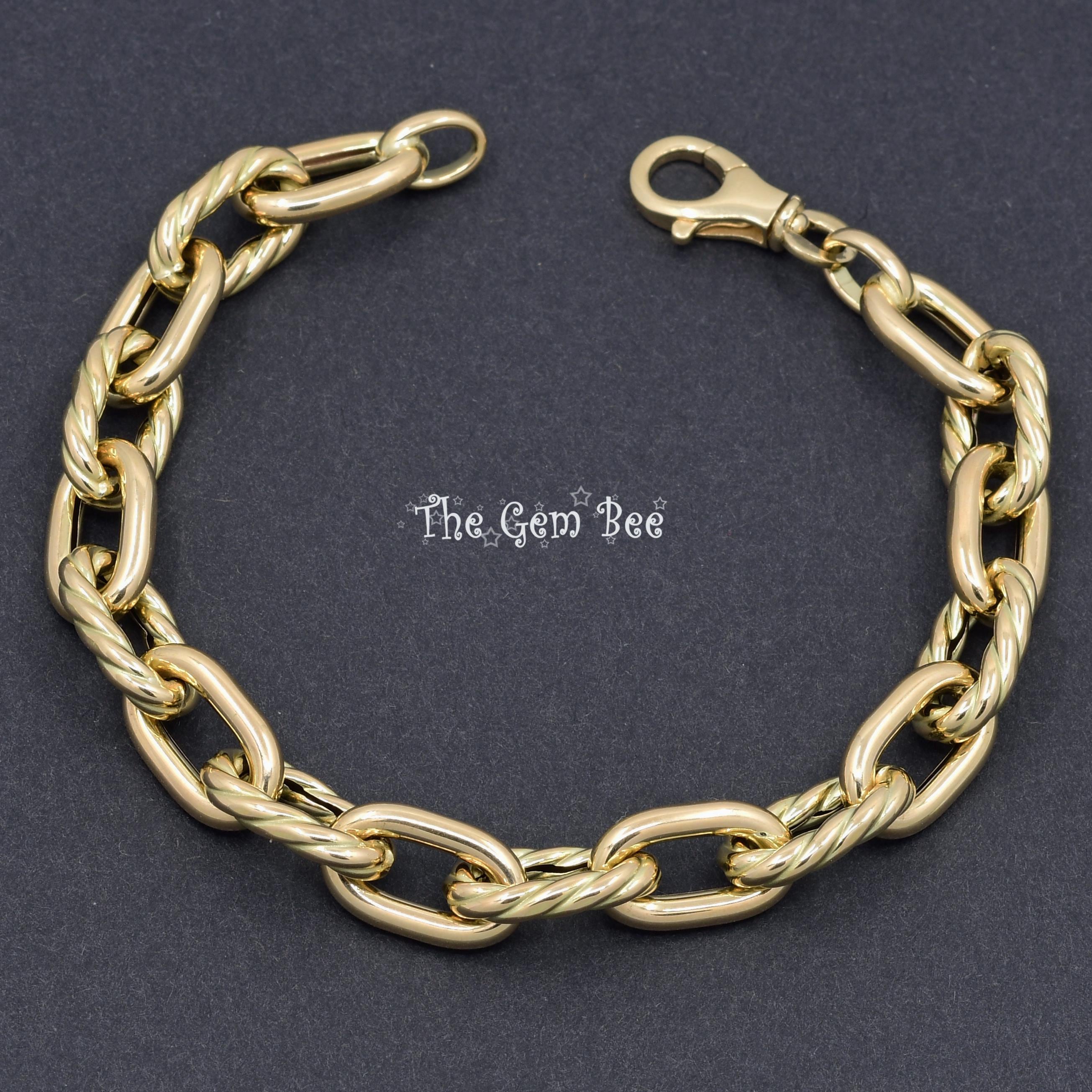 14K Solid Yellow Gold Italian LARGE Chunky Hefty Twisted Cable