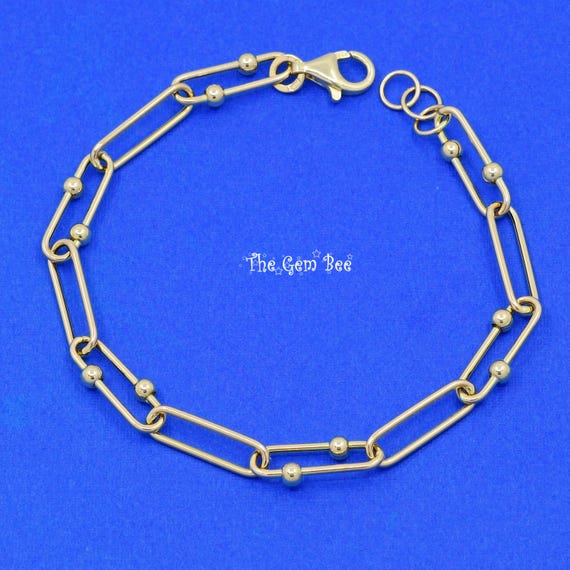 Bestgoldshop 14K Yellow Gold Ball/Bead Chain Bracelet – 3mm Round – Lobster Clasp – Made In Italy – Selectable Length