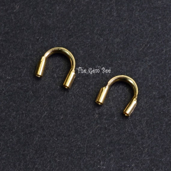 14k Solid Yellow Gold Wire Guard Cord Cover Protector Stringing