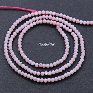 2.2mm Natural Pink Opal Faceted Round Rondelle Beads 13.2 inch Strand