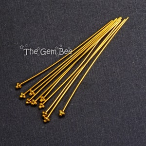 18k Solid Yellow Gold 24 Gauge 1.5 or 2 INCH Headpin With Daisy Ends Quantity: (1) or (2) or (10)
