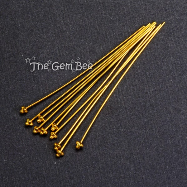 18k Solid Yellow Gold 24 Gauge 1.5 INCH Headpin With Daisy Ends Quantity: (2) or (10)
