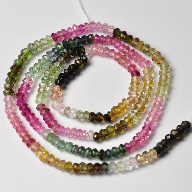 13 Inch Strand jewelry making, Faceted Rondells Beads 1 Strands Natural Pink Tourmaline Faceted 3mm Beads Tourmaline Gemstone beads