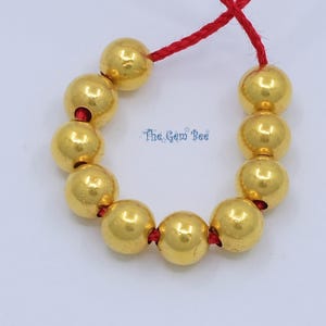 18k Solid Yellow Gold 4mm Handmade Plain Round Sphere Globe Spacer Balls Beads image 2