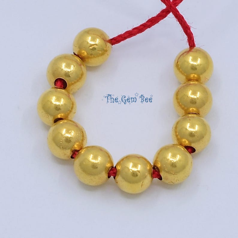 18k Solid Yellow Gold 4mm Handmade Plain Round Sphere Globe Spacer Balls Beads image 2