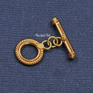 18k Solid Yellow Gold Circle Fancy Twisted Wire Toggle Clasp Finding