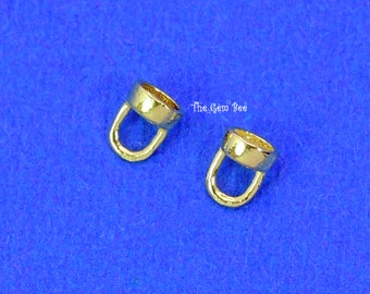 2.5mm 18K Solid Yellow Gold Crimp Hook Cups Ends Findings With Bars Quantity: (2) Or (10)