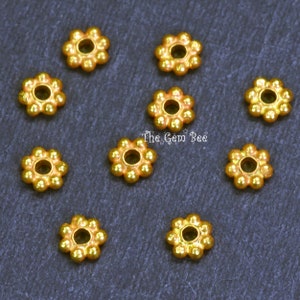 3.25mm 18k Solid Yellow Gold Daisy Spacer Findings QTY (2) or (10) or (100)