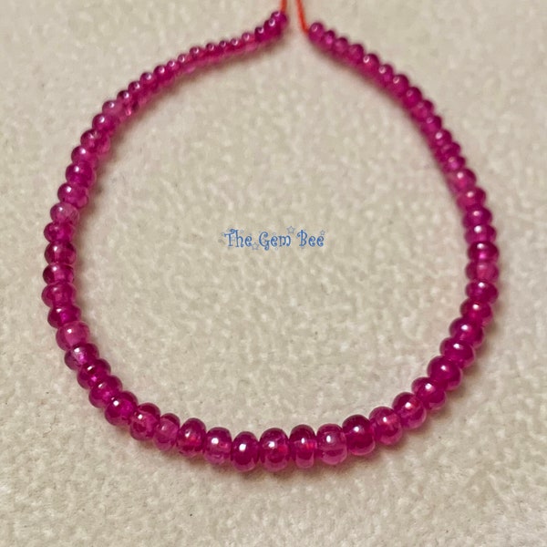 2mm-3.3mm Finest Gem Grade Burmese Red Ruby Smooth Rondelle Beads 4.5" Strand