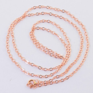 14K SOLID ROSE GOLD Cable Chain Necklace 18 inch Length with Spring ring Clasp