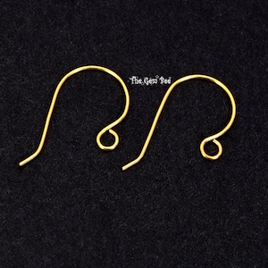 14K Solid Yellow Gold 24 Gauge French Hook Earwire with Ends 15mmx16mm PAIR 2 or 10 pieces
