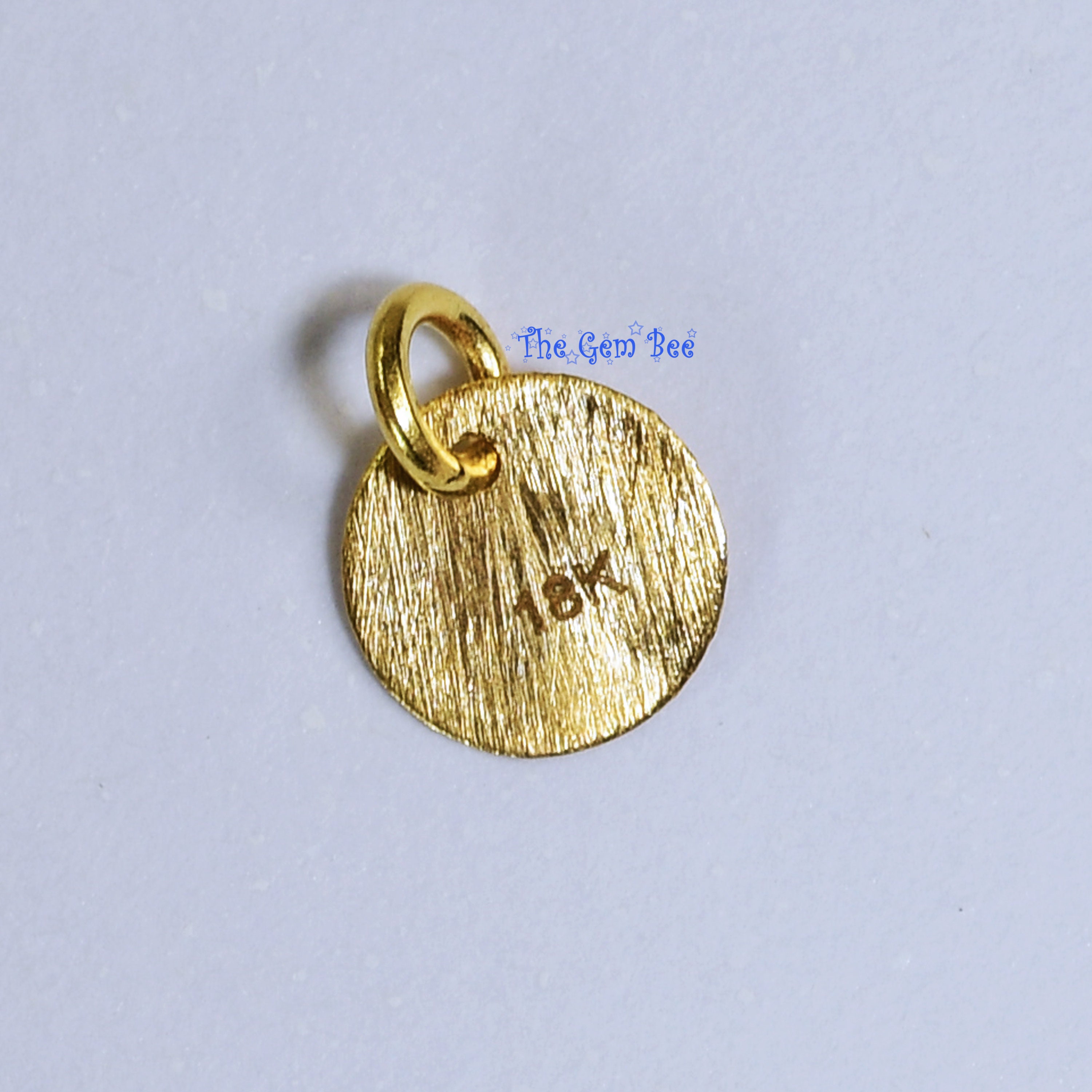 7mm 18k Solid Yellow Gold Brushed Finish Disc Tag Stamped