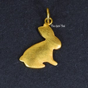 18k Solid Yellow Gold 14.5mmx16.5mm Rabbit Bunny Charm Pendant Finding with Matte Finish (1)
