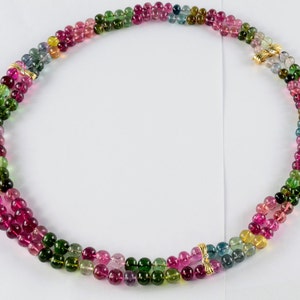 6.5mm-10mm Tourmaline Smooth Rondelle Bead Necklace 22.5&quot; Length