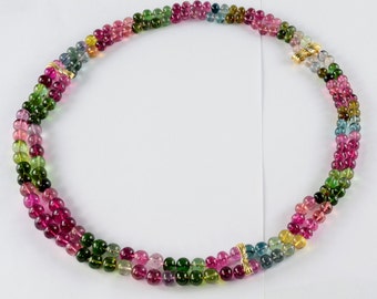 6.5mm-10mm Tourmaline Smooth Rondelle Bead Necklace 22.5" Length