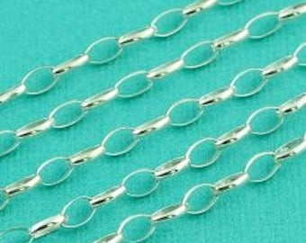 Sterling Silver Bulk Elongated Rolo Chain 3mmx5mm link By the Foot Quantity: 1 foot or 5 feet