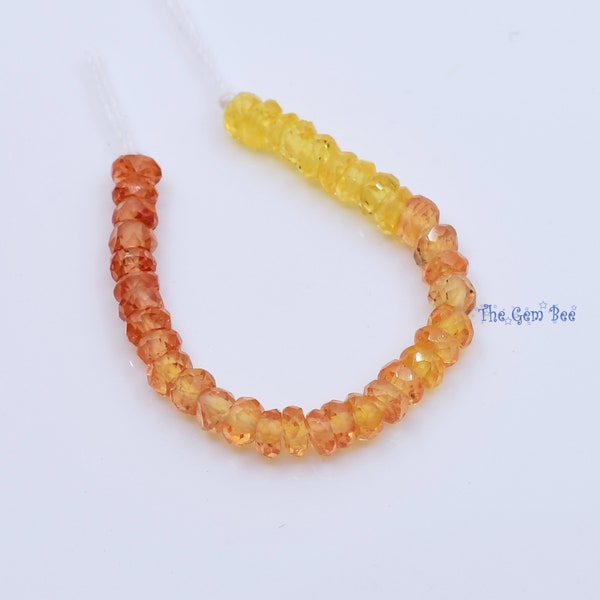 3mm Natural Yellow Orange Padparadscha Sapphire Faceted Rondelle Beads 2" Strand