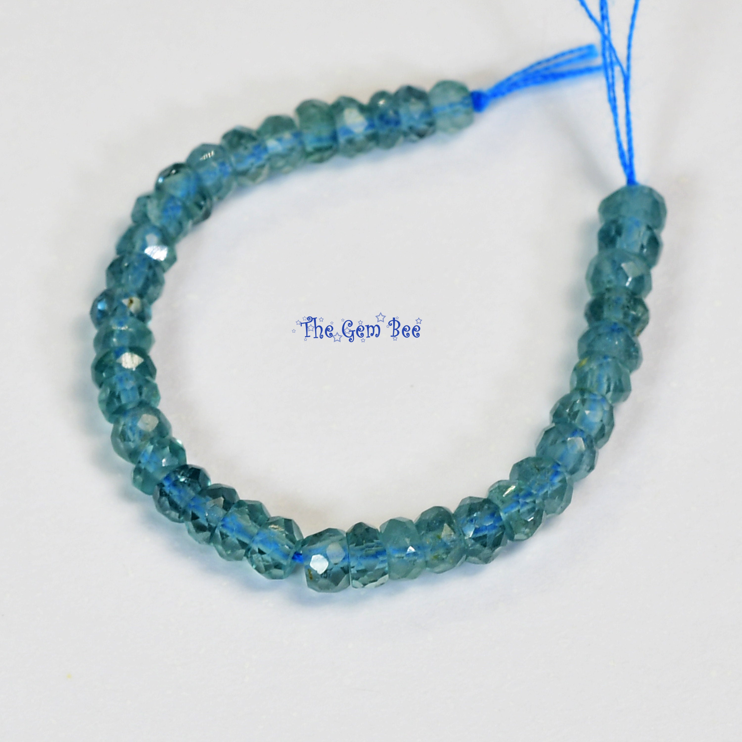 3.5mm-3.8mm Indicolite Blue Tourmaline Faceted Rondelle Beads 3 inch strand