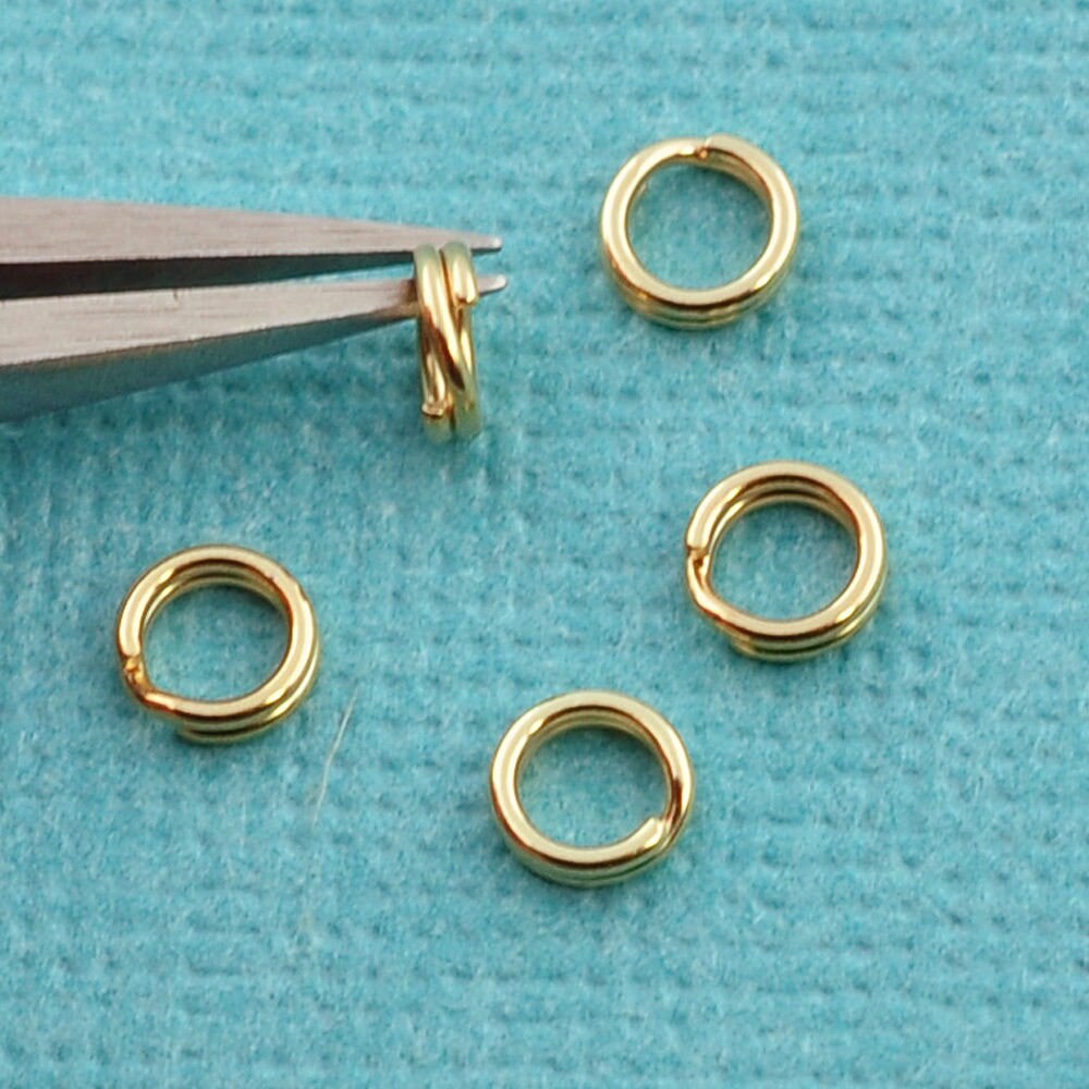 3.5MM 14K Solid Yellow Gold Key Rings Split Jump Rings 5 Etsy