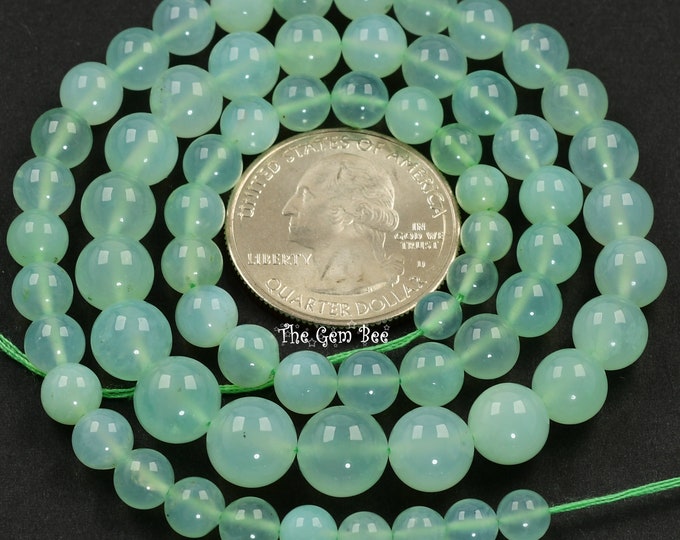 5mm-9mm Old Stock Australian Mint Green Chrysoprase Round Sphere Bead ...