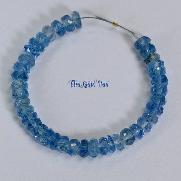 3.3mm-3.8mm Santa Maria Blue Aquamarine Faceted Rondelle Bead 3" Strand