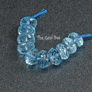 6 mm große Sky Blue Topaz Mikro facettierte Rondelle Perlen (10)