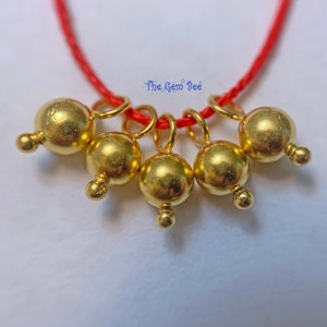 4mmx8.5mm 18k Solid Yellow Gold Handmade Ball With Granulation Point Charms (10) or (5) or (2)