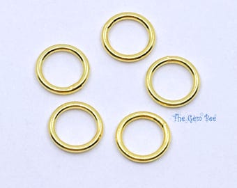5MM 14K Solid Yellow Gold 21 Gauge Round CLOSED Jump Rings Findings Quantity: (1) or (5) or (10)
