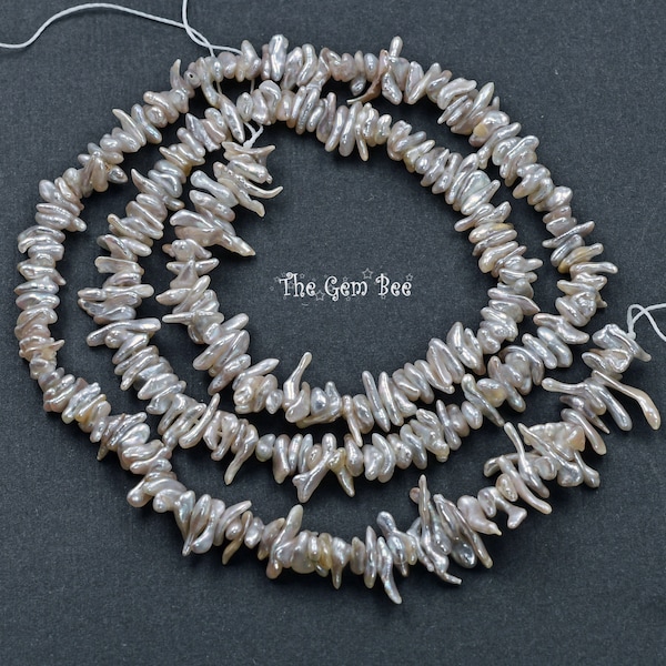 4.5mm-8mm Japanese Akoya Natural Saltwater Keishi Pearl Petal Beads 16 inch strand