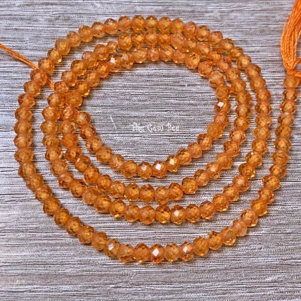 RARE 2.8mm Gem Grade Spessartite Orange Garnet Faceted Rondelle Beads 13.3 inch Strand