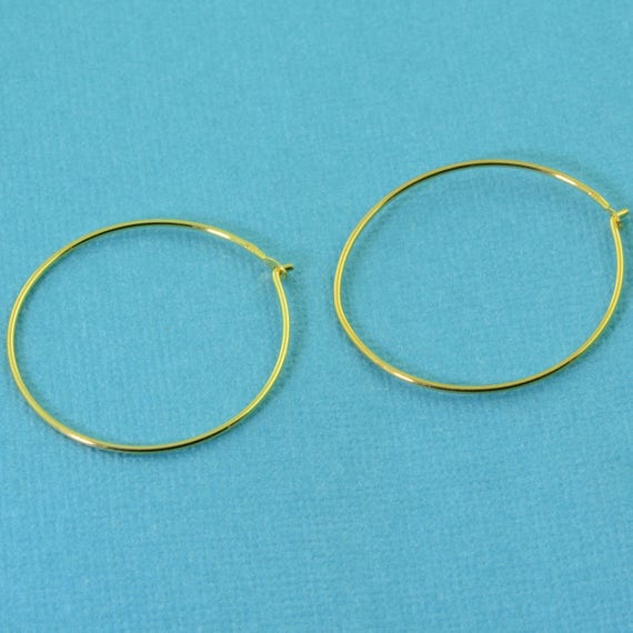 18k Gold Vermeil Hoop Earrings Findings 25mmx0.75mm 1 PAIR Etsy