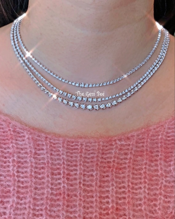 10 Carat Tennis Diamond Necklace For Sale at 1stDibs | 10 carat tennis  necklace, 10 carat diamond necklace price, 10 ct diamond necklace