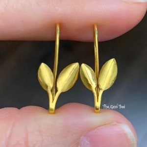 9MMx22MM 18k Solid Yellow Gold Leaf Interchangeable Earwires With Open Ends Quantity: (2 pieces) Pair