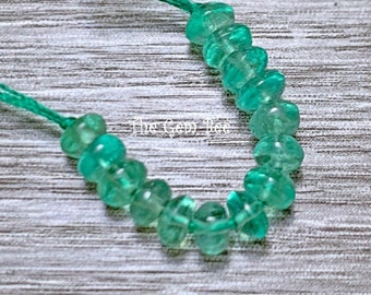 3.8mm-4MM Fine Colombian EMERALD Smooth Rondelle Beads 1.3" Strand