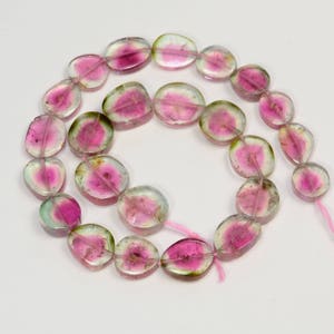 Fine Watermelon Tourmaline Polished Slices Briolettes 9.5 Strand image 2