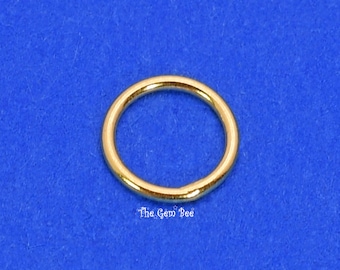 Anello di congiunzione rotondo grande CHIUSO in oro giallo massiccio 14K da 6 mm, calibro 21