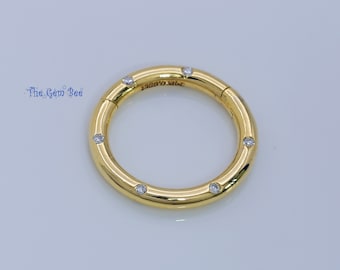 14.5mm 14K Solid Yellow Gold Diamond Circle Shape Charm Holder Snap Locker Enhancer Pendant