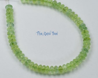 5mm Gem Grade Prehnite Smooth Rondelle Bead 6 inch strand