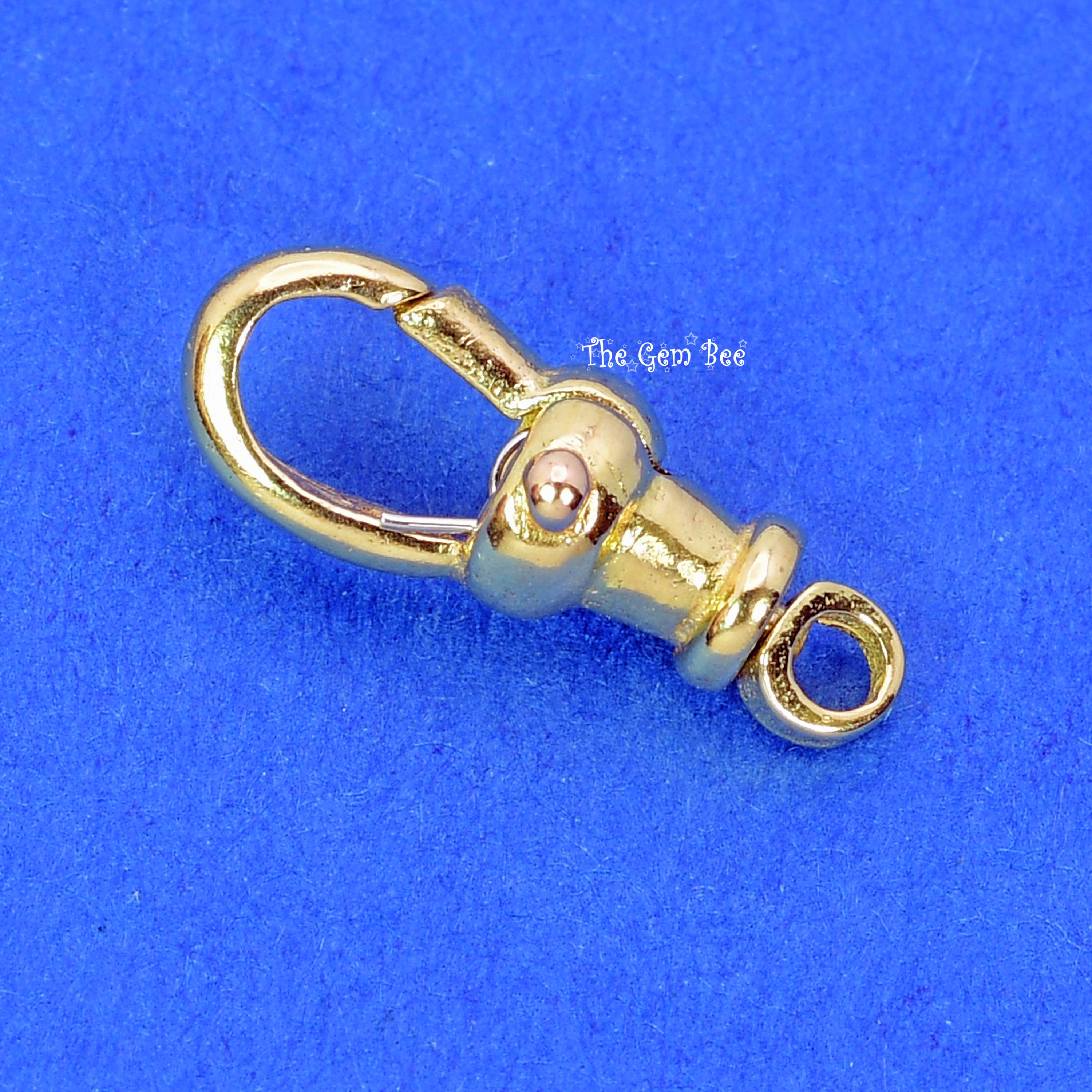5.3mmx14.5mm 18k Solid Yellow Gold Swivel Push Lock Dog Clip