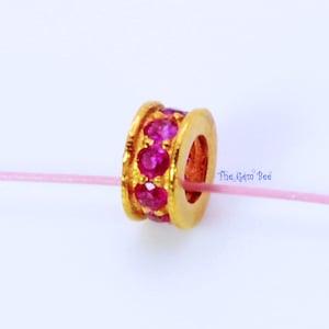 4 mm 750er Gelbgold Rubin Eternity Rondelle Spacer Suche nach Perle