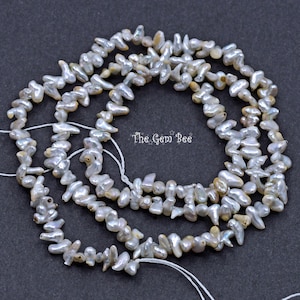 4mm-5.5mm Japanese Akoya Natural Platinum Saltwater Keshi Pearl Nugget Bead 16&quot; strand