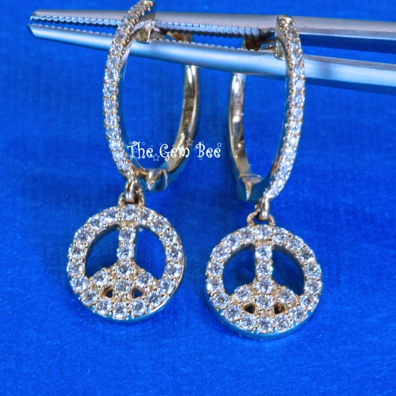 Diamond peace best sale earrings
